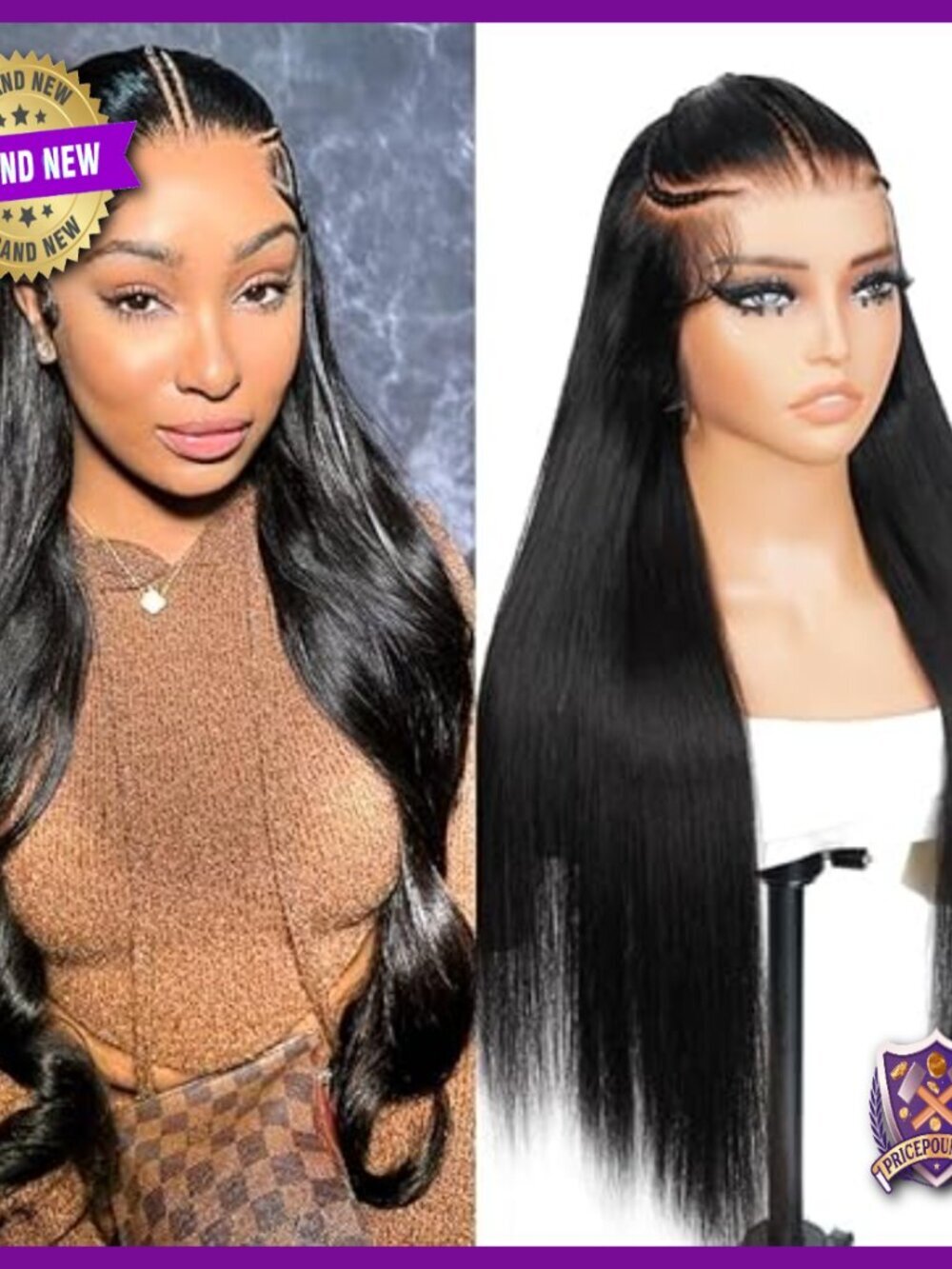 Straight Human Hair Lace Front Wig Glueless Pre Braided 20 Inch